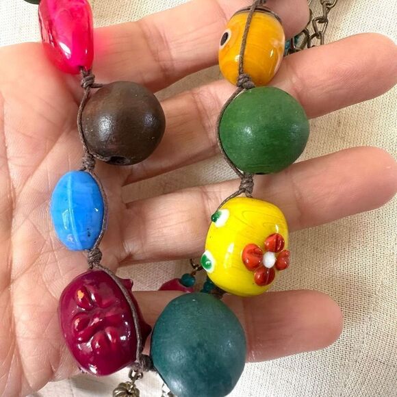 Colorful beaded multi strand long necklace - Picture 4 of 14
